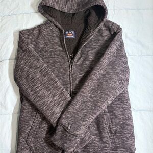 Place Boys' Heather Charcoal Zip-Up Hoodie